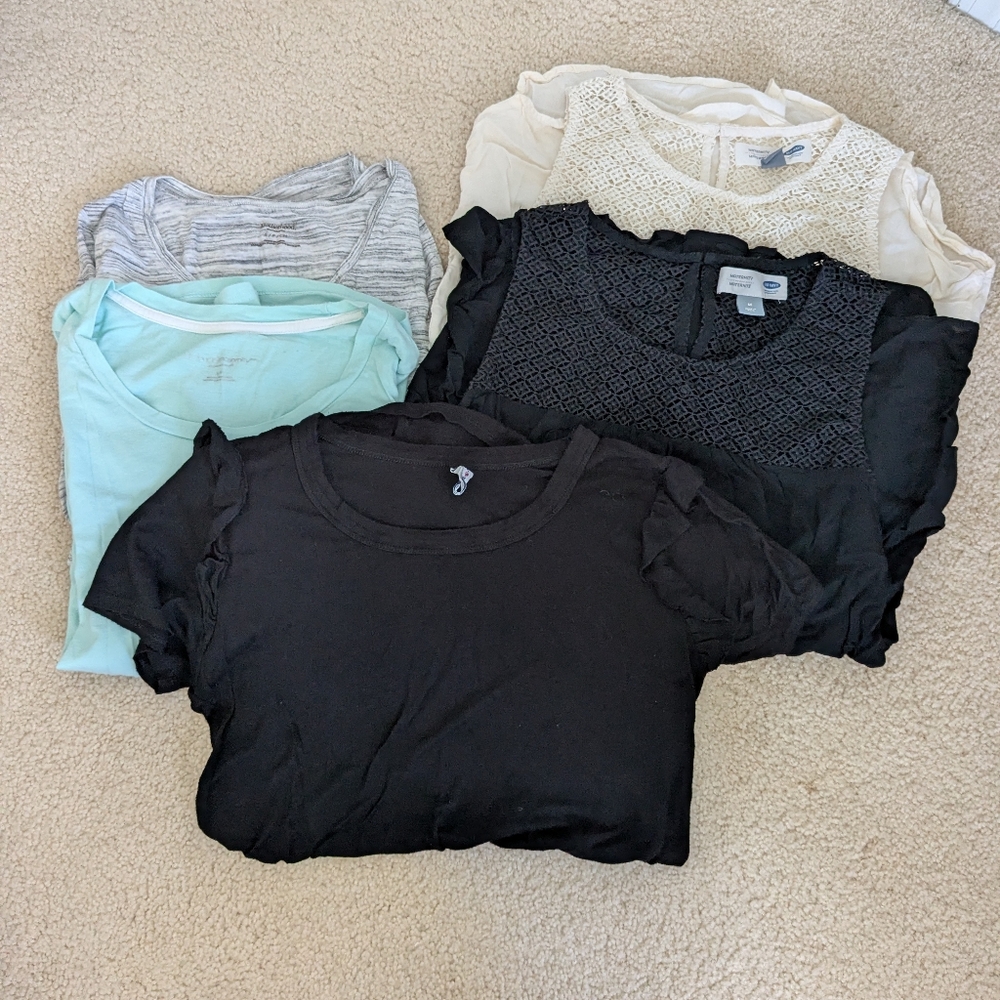 Old Navy, Motherhood Maternity Assorted Maternity Tops Black, Cream, Gray, Blue